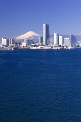 Fototapeta premium みなとみらい21のビル群と富士山