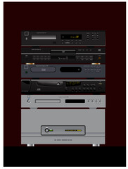 Fototapeta premium Devices for quality sound. CD-players. Vector image for illustrations.