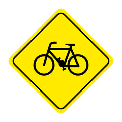 Bicycle Road Sign .Bicycle Road Sign on yellow background drawing by illustration