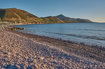 Sunset at rossbeigh beach, Ireland. Beautiful coastline at the Ring of Kerry during sunset.