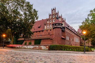 Sightseeing of Poland. Medieval castle in Malbork town, a popular architectural and tourist attraction in Poland