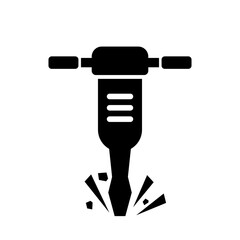 jackhammer with pieces of stones vector