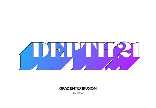 Gradient Shadow Extrusion Text Effect Mockup