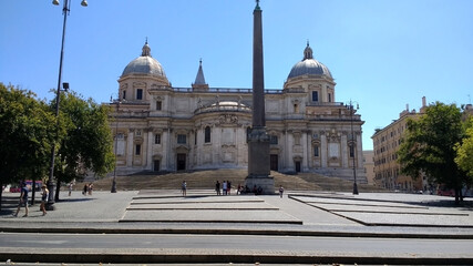 Fototapeta na wymiar Ancient Egyptian obelisk in front of Basilica di Santa Maria Maggiore. Rome. Italy. Europe