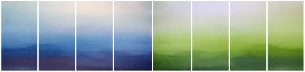 Zelfklevend Fotobehang Watercolor Abstract blue blur vertical texture background. © Liliia