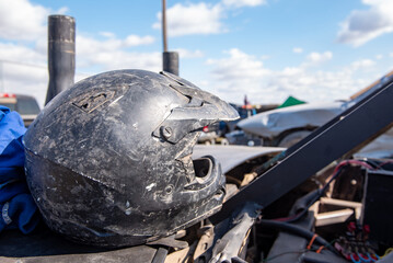 helmet on a car