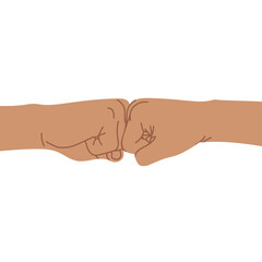Two clenched fists bumping together in cartoon style