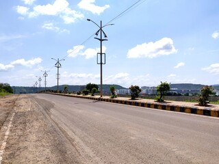 Fototapeta na wymiar The beautiful scenery of an Empty city road in an IT Park Pune ,India