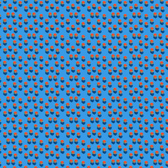 Photo seamless pattern red flowers in a green basket with shadows on a colored background. High quality photo