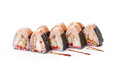 Japaneese food sushi roll isolated on white background