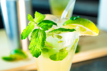 Mojito Cocktail with lime and mint