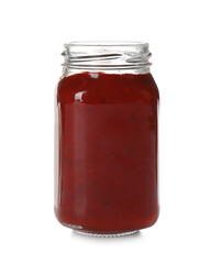 Jar of tomato paste isolated on white