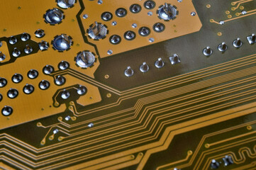 pins on the back of the motherboard close-up.