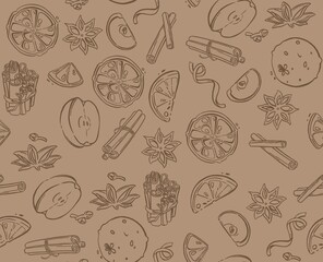 Christmas spices, star anise. Vector illustration