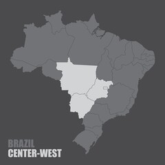 Fototapeta premium The Brazil map with the highlighted Center-West Region