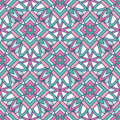 Abstract geometric design in pastel colors. Ethnic decorative art in pink, blue and gray. Indian style pattern. Vector illustration