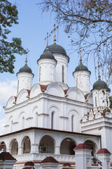 Fototapeta na wymiar The Orthodox Church of the Transfiguration in Vyazemy, Moscow Region