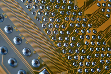 pins on the back of the motherboard close-up.