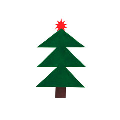 Fototapeta premium Green Christmas tree on a white background. Christmas tree icon. Isolate. Watercolor illustration.