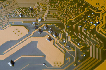 pins on the back of the motherboard close-up.