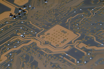 pins on the back of the motherboard close-up.