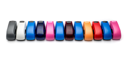 hand-stamps different colors on white background