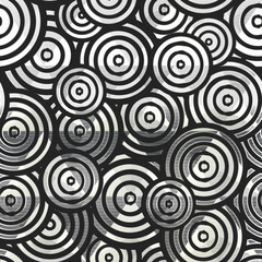 Monochrome circle geometric seamless pattern.