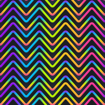 Zigzag neon geometric seamless pattern.