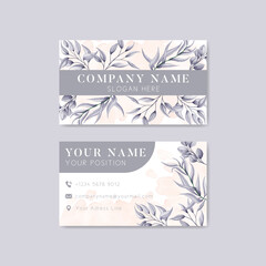 Watercolor leaves business card template