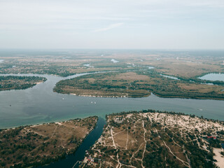 Fototapeta premium Aerial view of the Dnieper river near Kiev