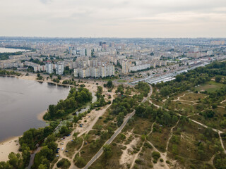 Obraz premium Aerial view of the Dnieper river near Kiev