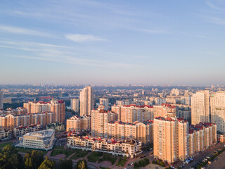 Fototapeta na wymiar Aerial view of Obolon embankment in Kiev during the day