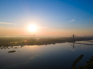 Fototapeta na wymiar Aerial view of the Dnieper river near Kiev