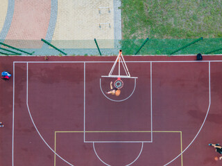 Aerial view of a basketball court outdoors