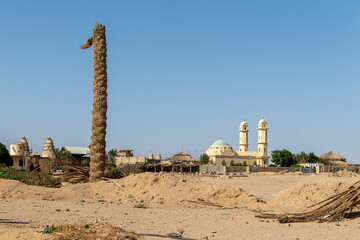 Mosque in the middle of the desert near the city of Hurghada, Egypt
