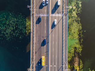 Aerial view of the north bridge across the Dnieper
