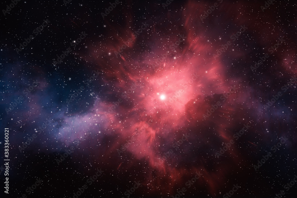 Wall mural deep and far away universe filled with stars, nebula and galaxy