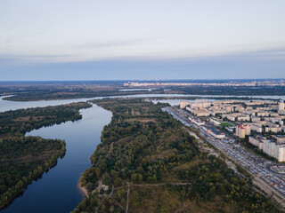 Aerial view of the Dnieper river near Kiev