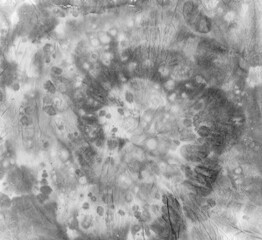 Tie Dye Background. Black Batik Shirt. Light 