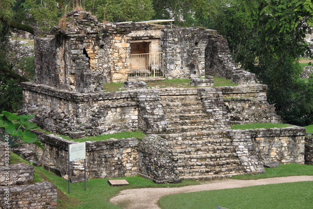 Sticker ruins of temple xiv in palenque. chiapas, mexico