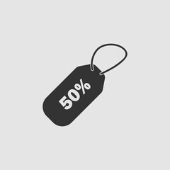 50 percent discount icon flat