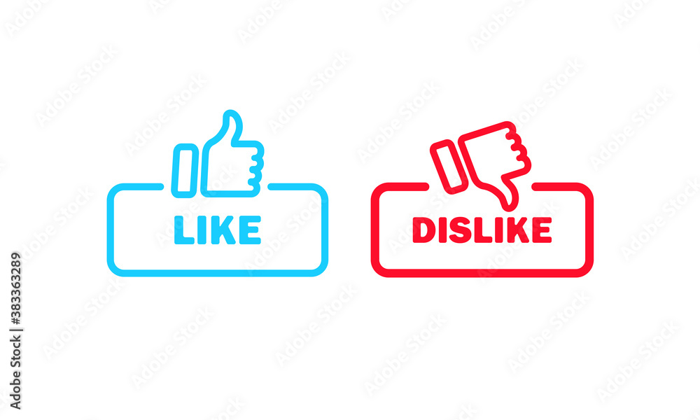 Poster like and dislike sign. thumb up and down icon. social media users concept. vector eps 10. isolated o