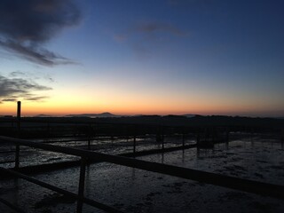 sunrise over a farm