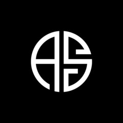 AS letter logo icon vector on black background. Creative letter AS icon. AS vector