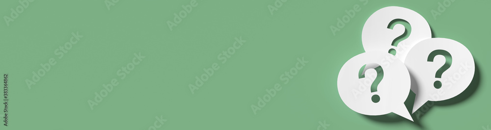 Poster question mark in front of a red color wall background. business support concept - 3d rendering.