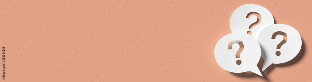 Poster question mark in front of a red color wall background. business support concept - 3d rendering.