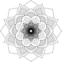 Easy Mandala coloring book simple and basic for beginners, seniors and children. Set of Mehndi flower pattern for Henna drawing and tattoo. Decoration in ethnic oriental, Indian style.