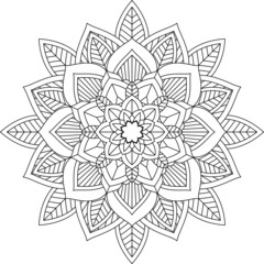 Easy Mandala coloring book simple and basic for beginners, seniors and children. Set of Mehndi flower pattern for Henna drawing and tattoo. Decoration in ethnic oriental, Indian style.