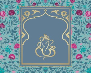 Ganesha, wedding card, royal Rajasthan, India	
