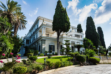 Achilleion (Empress Sisi) palace front view on the greek Corfu island